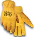Large- Gold Premium Grain Cowhide Gloves With Sutherlands 100-Year Anniversary Logo