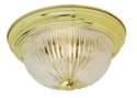 2-Light 11-Inch Polished Brass Flush Mount Ceiling Light Fixture
