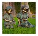 19-Inch Boy & Girl Reading Together Statue