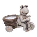 Stone Frog On Tricycle With Planter Basket