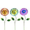 16-Inch Colorful Bright Metal Flower Stake, Assorted