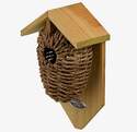 Sea Grass And Wood Nesting Pocket Birdhouse With Roof