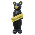 47-Inch Black Bear Holding Welcome Sign Statue