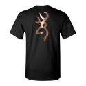 Black Rose Gold Foil Buckmark Short Sleeve Women's T Shirt, M