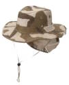 Small, Tan Camo, Cloth Aussie Sun Hat With Neck Shade And Chin Cord