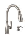 Charmaine Stainless Single Handle Pull-Down Kitchen Faucet With Soap Dispenser