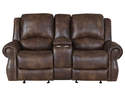 Navarro Saddle Brown Manual Reclining Loveseat With Console