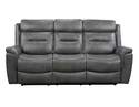 Nash Gray Leatherette Manual Reclining Sofa With Drop Down Table