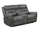 Nash Gray Leatherette Manual Reclining Loveseat With Console