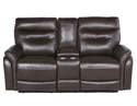 Fortuna Coffee Leather Dual Power Reclining Loveseat With Console