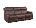 Valencia Walnut Dual-Power Leatherette Reclining Sofa