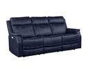 Valencia Ocean Blue Leatherette Dual-Power Reclining Sofa