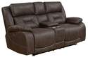 Aria Saddle Brown Layflat Reclining Console Loveseat With Power Headrest