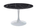 Colfax 45-Inch Black Marquina Marble Table With White Base