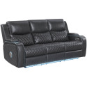 Luna Home Charcoal Vegan Leather Cinema Power Reclining Sofa