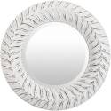 18-Inch Diameter Round White Washed Tanu Mirror