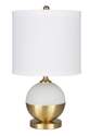 23-Inch Askew White And Metallic Table Lamp With White Linen Shade 