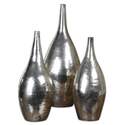 Silver Metal Rajata Vase 3-Pack, Assorted Sizes