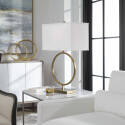 Plated Brushed Brass Dura Table Lamp With White Rectangle Box Shade  