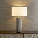 Plated Antique Nickel Welded Steel Rods Nuoro Table Lamp With White Round Hardback Linen Shade
