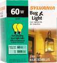 60-Watt Yellow Bug A19 Incandescent Light Bulb, 2-Pack 