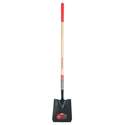 Square Point Shovel With Tab Socket And Forward Turned Step, Wood Handle And Cushion Grip