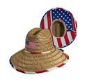 Small/Medium Sunbuster American Flag Rush Straw Hat 