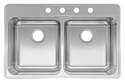 33 x 22 x 8 Inch Stainless Steel Double Bowl Kitchen Sink