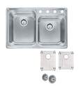 Evolution 33-1/2 x 22-1/2 x 8-Inch Stainless Steel Double Bowl Sink With Pull Down Faucet And Strainers
