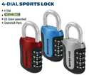 4-Dial Sports Lock Padlock