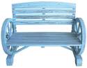 21 x 44.9 x 31-1/2-Inch Blue Washed Wagon Wheel Bench 