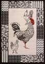 5-Foot 3-Inch X 7-Foot 2-Inch Black & White Rooster Area Rug