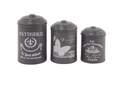 Metal Tin Canister With Lid Set, Assorted Styles, 3-Pack