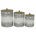 White Metal Farmhouse Decorative Jars, Set Of 3