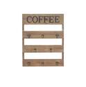 Farmhouse Brown Wood "Coffee" 8-Hanger Wall Hook