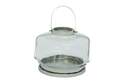 Glass Lantern — 12 in. H x 10 in. W x 10 in. D, Clear Glass/Silver Metal