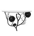 Black Metal Floral Branch Wall Shelf With Glass