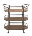 35 x 37-Inch Metal And Wood 3-Tier Bar Cart