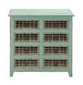 Turquoise Wood Storage Chest With Metal Baskets