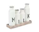 16 x 12-Inch Metal And Wood Tray Milk Bottle