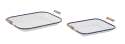 3 x 13-Inch Metal And Wood Tray, Set Of 2