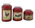 Red Metal Canisters, Set Of 3