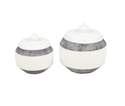 White & Gray Ceramic Jar, Set Of 2   