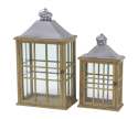 25-Inch Wood And Metal Glass Lantern