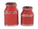 10-Inch And 12-Inch Metal Red Milk Can, Set Of 2