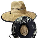 Santa Barbara Safari Rush Black Hibiscus Straw Hat, One Size Fits Most