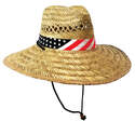 Santa Barbara Safari Rush Straw Hat With Usa Flag Band, Size Large