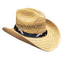 Santa Barbara Western Rush Straw Hat With Camo Band, Medium