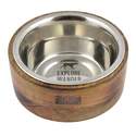 1-Cup Stainless Steel/Wood Designer Dog Bowl 