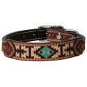 3/4 X 15-Inch Painted Aztec Leather Dog Collar